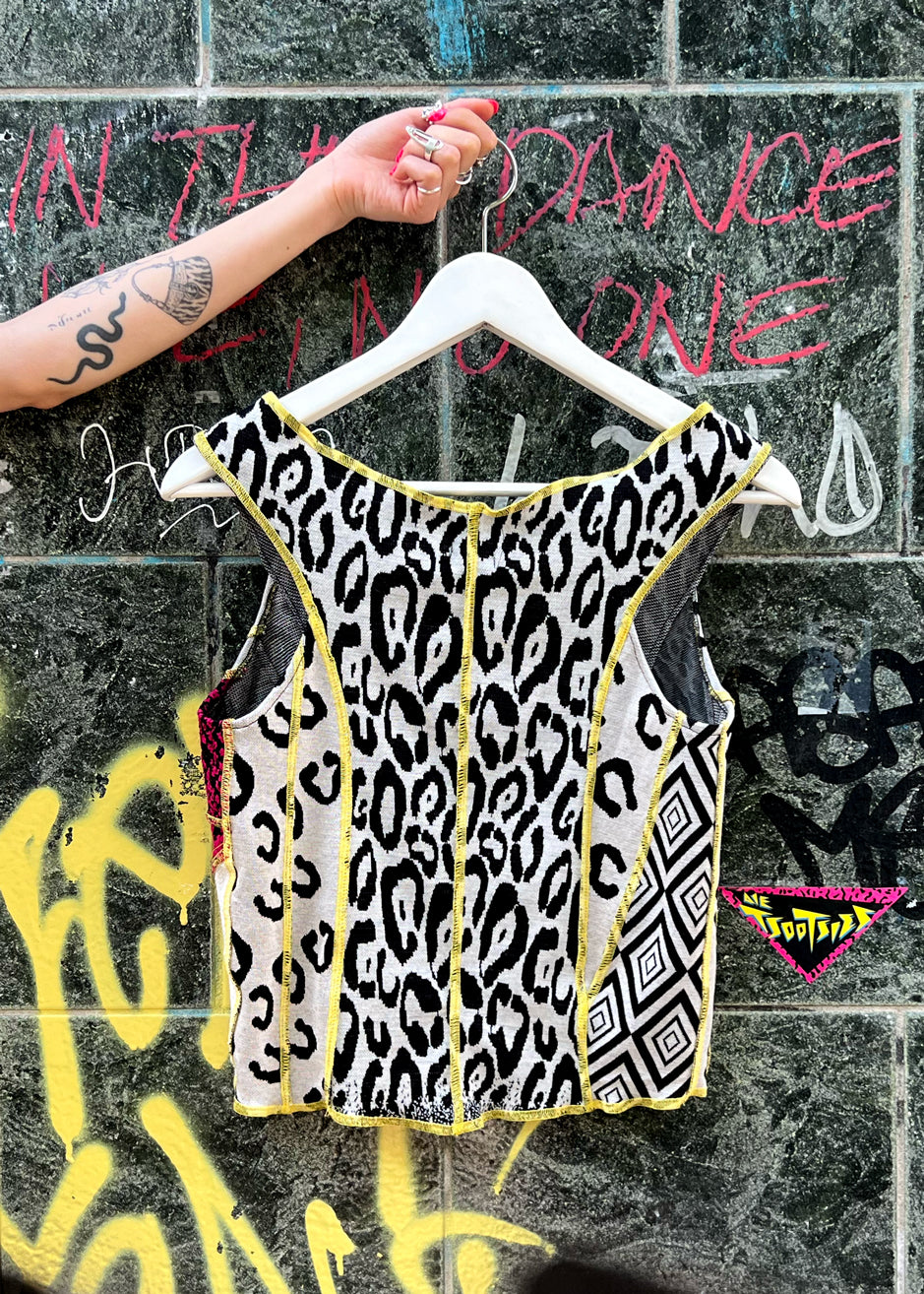 Panelled Tank Top in Mix Jacquard Jersey Upcycled Unique Piece "Carys"