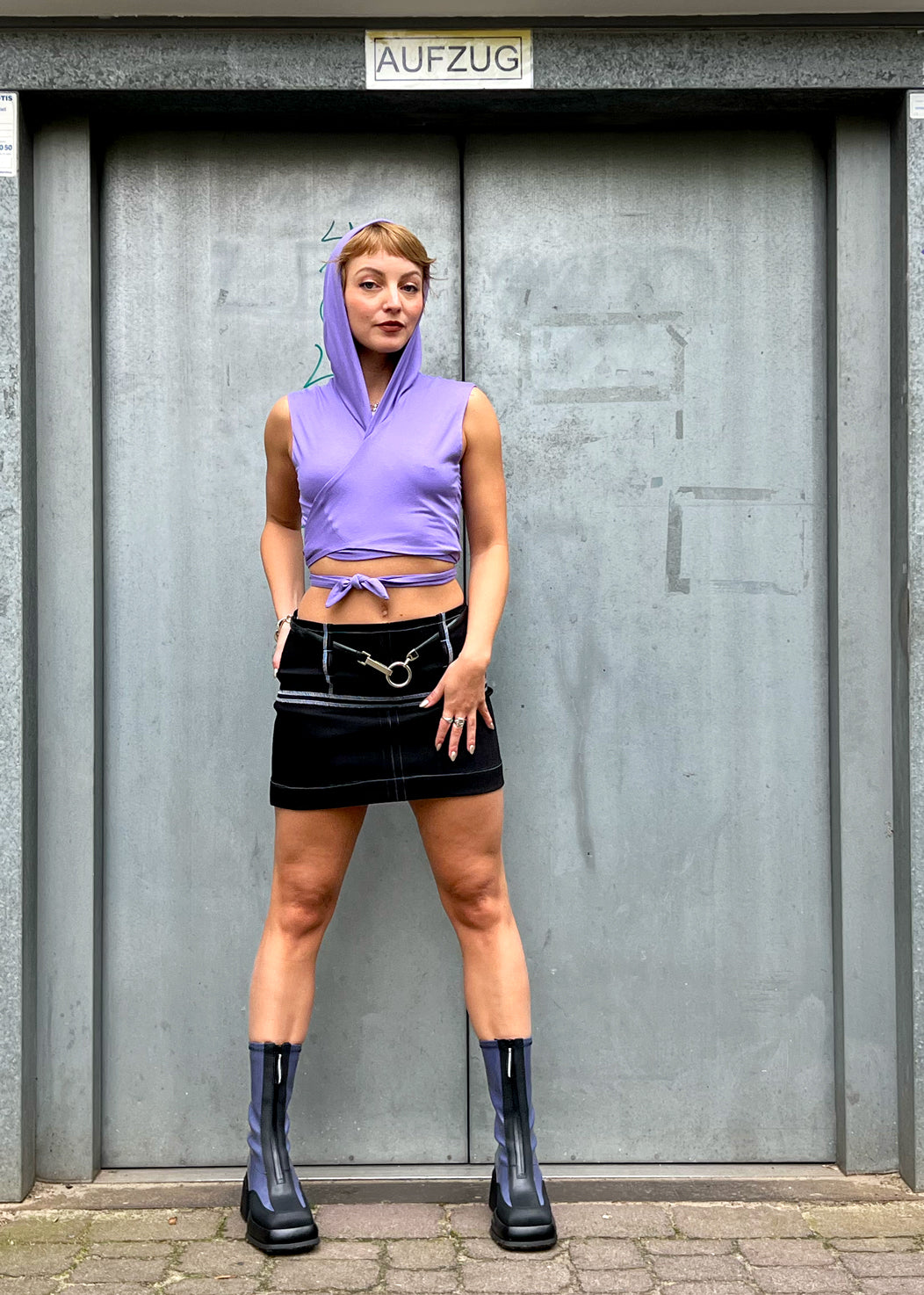 Wrap Tank with Hood in Jersey "Natalia"
