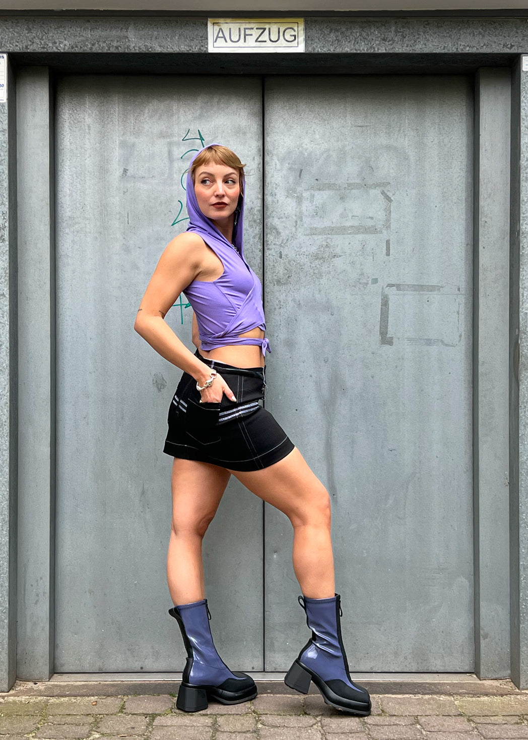 Wrap Tank with Hood in Jersey "Natalia"
