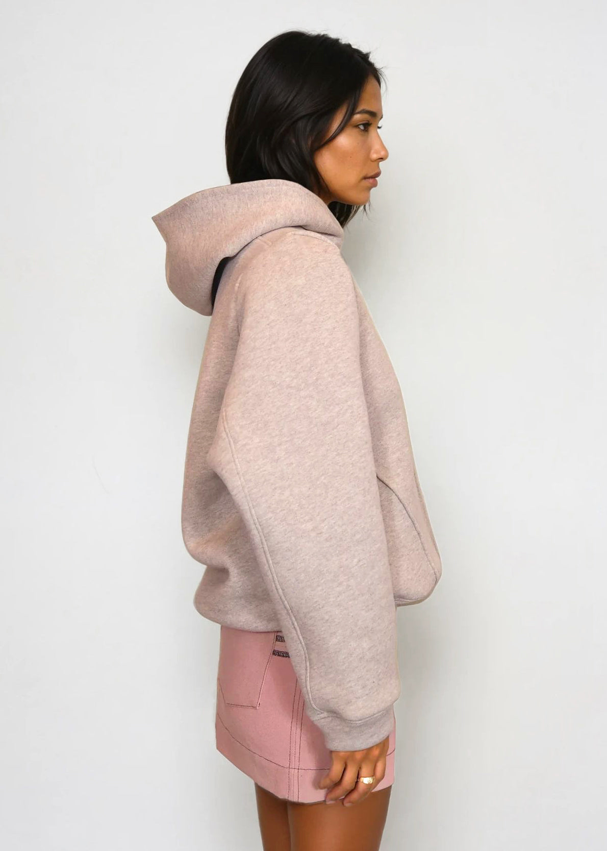 "Gabriel" Panel Skirt in Pink Denim