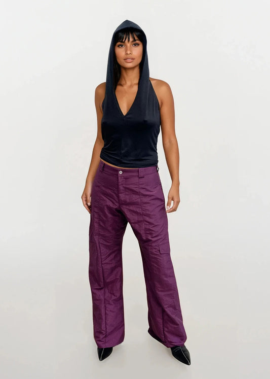 Cargo Pants with Pockets and Panels in Mulberry "Billie"