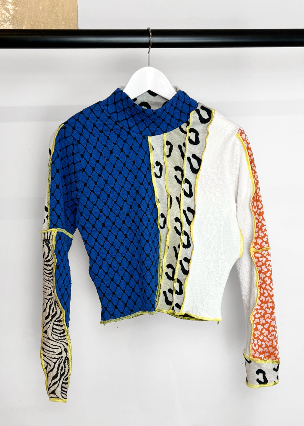 Long Sleeve Top in Upcycled Patterned Jersey - Unique Piece "Vicky”