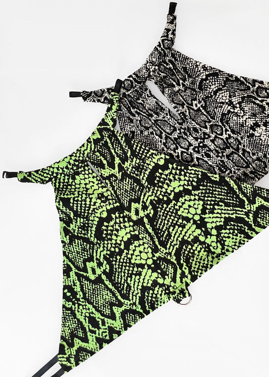 Halter Crop Top with Elastic Ties in Snake Patterns "Zia"