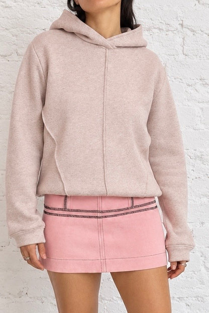 "Gabriel" Panel Skirt in Pink Denim