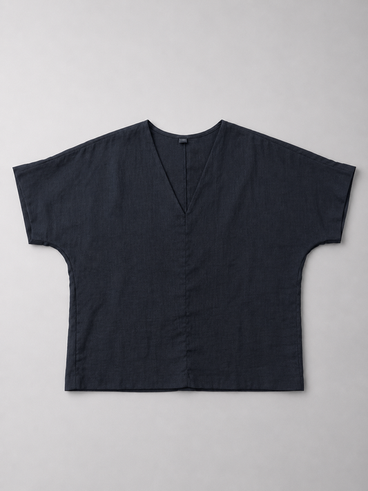 "Lille"  Blouse in Black Linen
