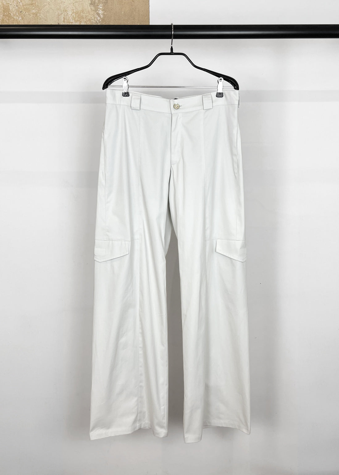 Cargo Pants with Pockets and Panels in Cream Cotton "Billie"