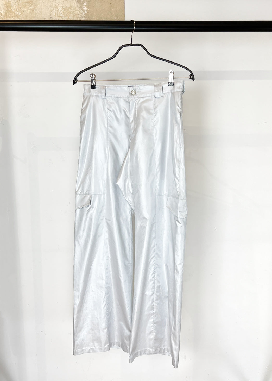 Cargo Pants with Pockets and Panels in Silver "Billie"