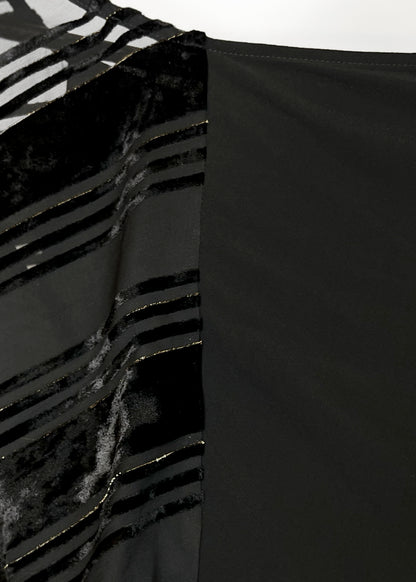 V-Neck Short Sleeve Top in Black with Transparent Back "Lille"