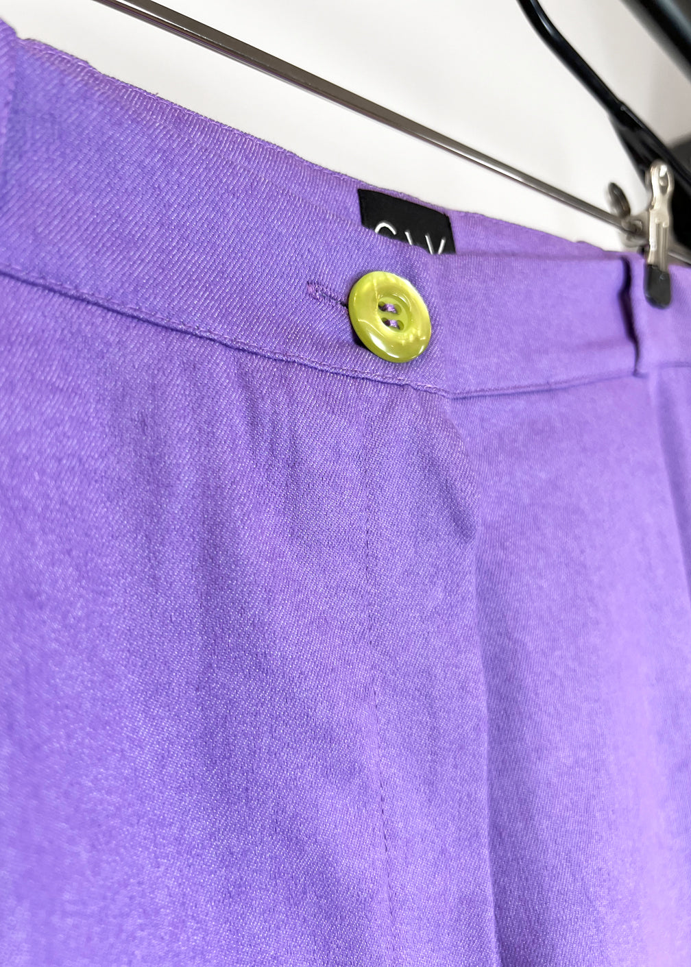 Pleated Wide Leg Trousers in Lilac Denim "Charlotte"