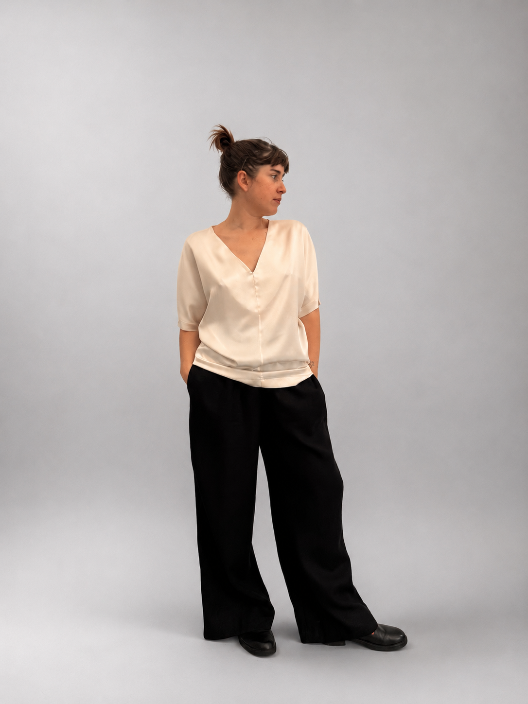 "Lille" Blouse Off-White Silk