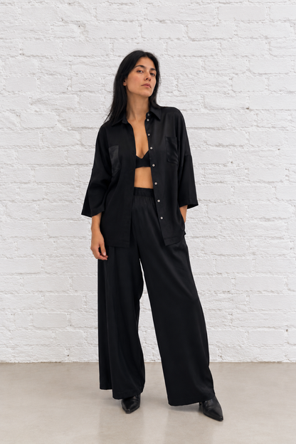 "Lynn" Shirt in Black Viscose