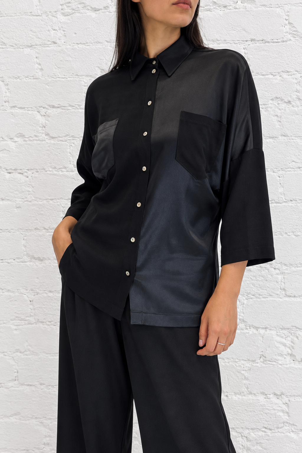 "Lynn" Shirt in Black Viscose