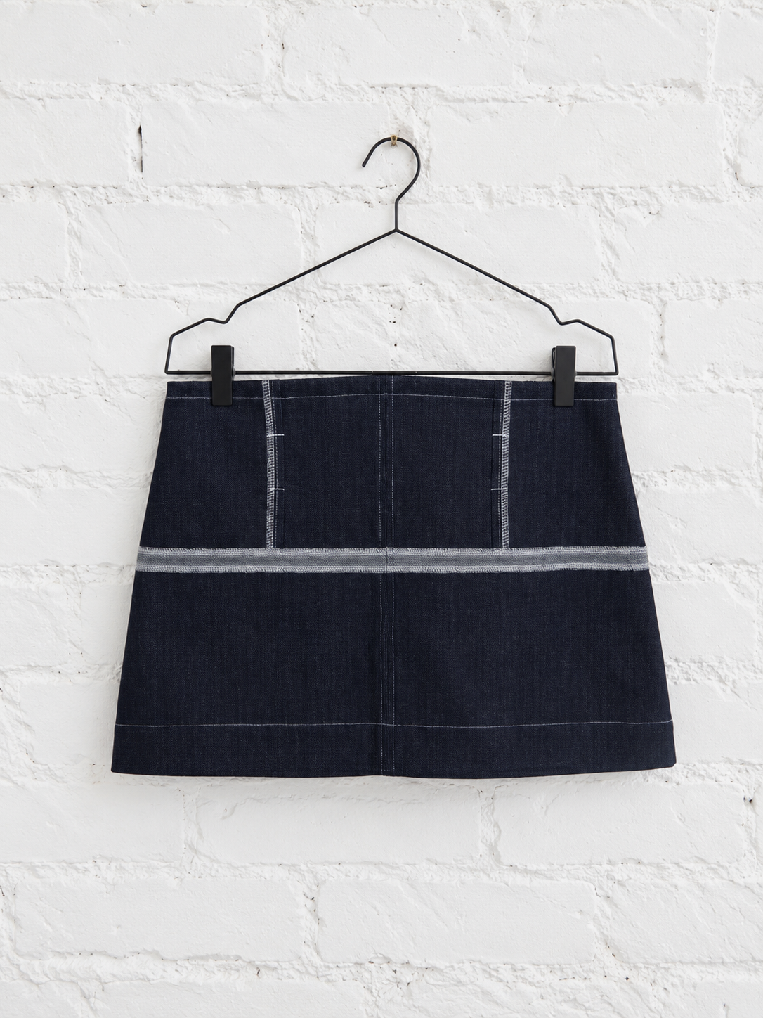 "Gabriel" Panel Skirt in Blue Denim