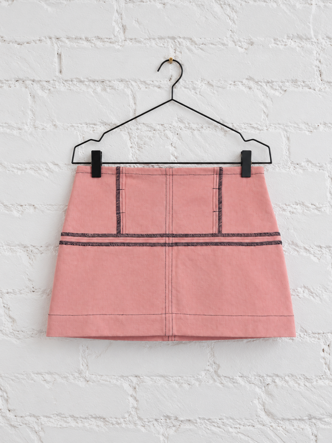 "Gabriel" Panel Skirt in Pink Denim