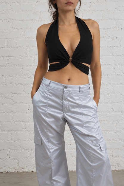 "Naomi" Wrap and Tie Top in Black