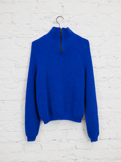 Unisex Alpaca Wool Knit Pullover "Zip Bomber"