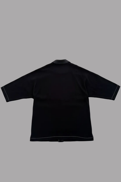 "Lynn" Shirt in Black with White Topstitching