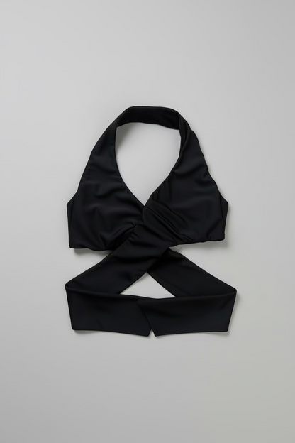 "Naomi" Wrap and Tie Top in Black