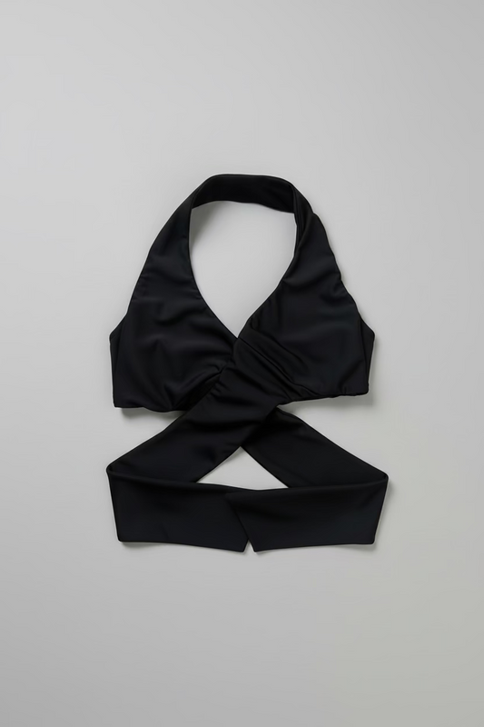 "Naomi" Wrap and Tie Top in Black