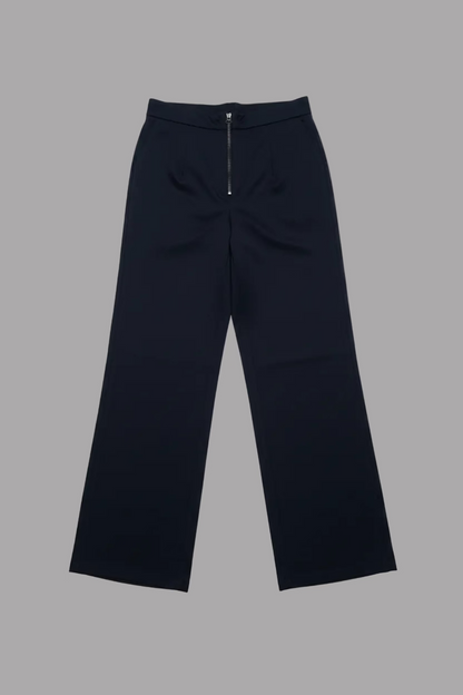 "Margherita"  Pants with Front Zipper in Suiting Black