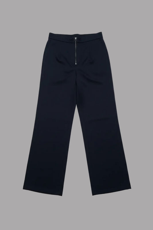 "Margherita"  Pants with Front Zipper in Suiting Black