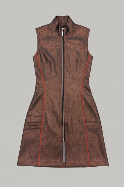 "Mariama" Mini Denim Dress with Front Zipper