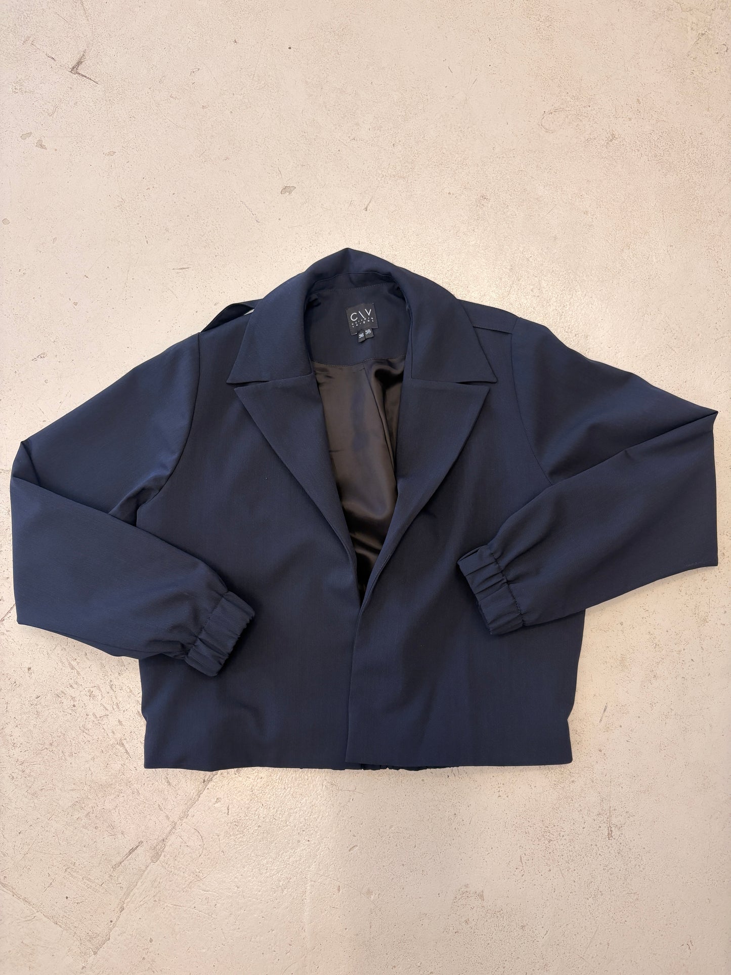 "NL" Cropped Military Blazer Wool Suiting