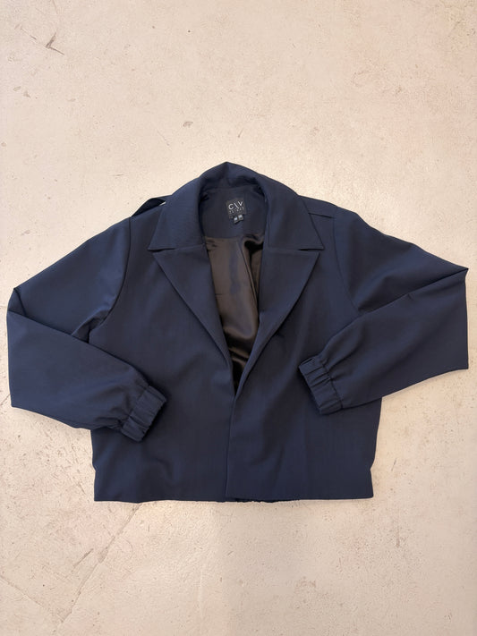 "NL" Cropped Military Blazer Wool Suiting