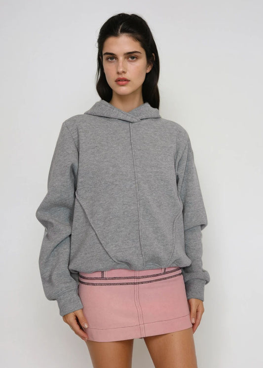 Oversized Hoodie in Ribbed Grey Cosy Jersey "Jesse"