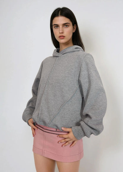 Oversized Hoodie in Ribbed Grey Cosy Jersey "Jesse"