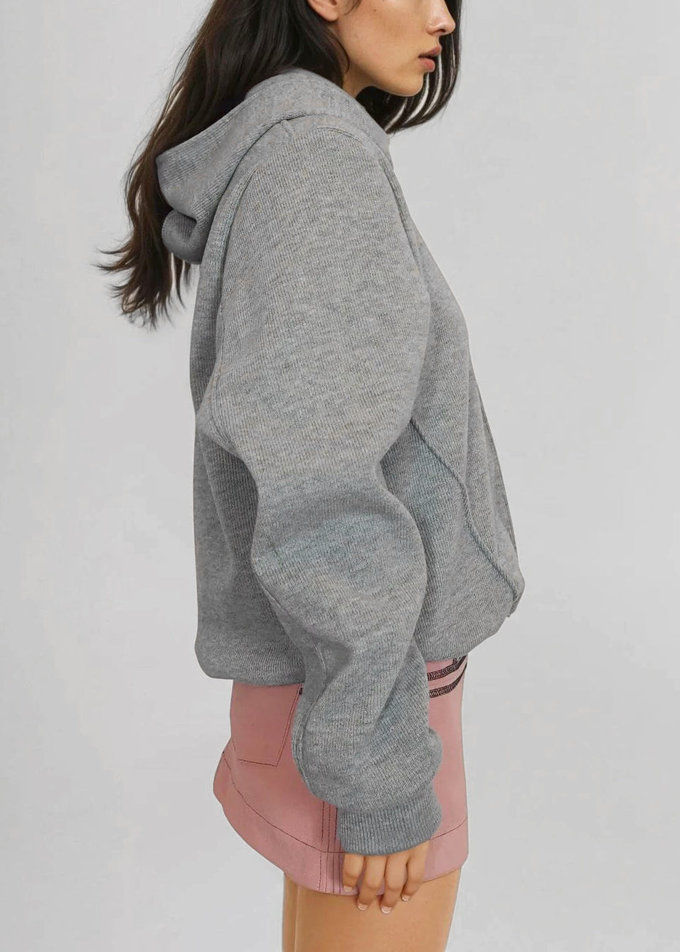 Oversized Hoodie in Ribbed Grey Cosy Jersey "Jesse"