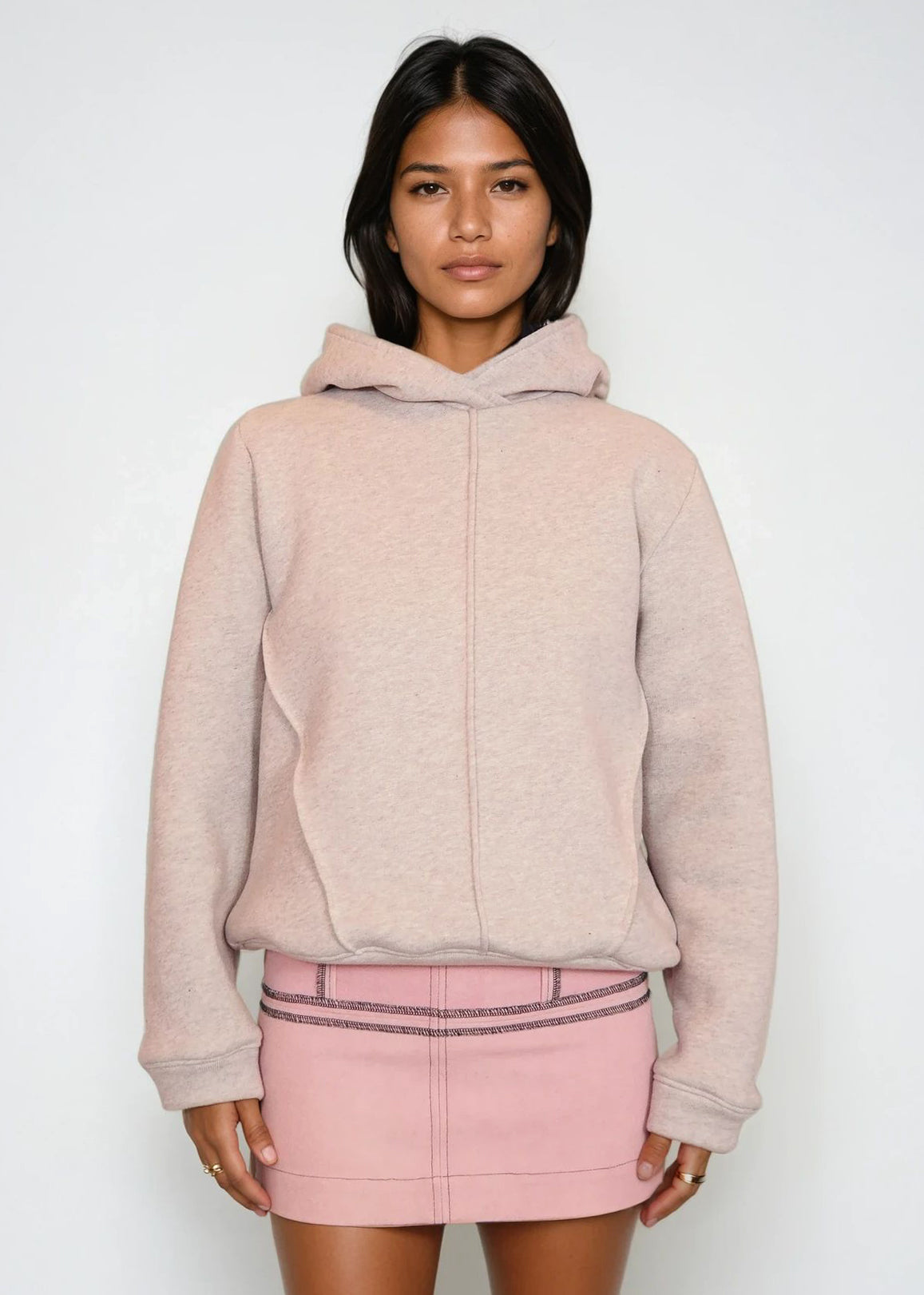 Oversized Hoodie in Cosy Light Pink Marble Jersey "Jesse"