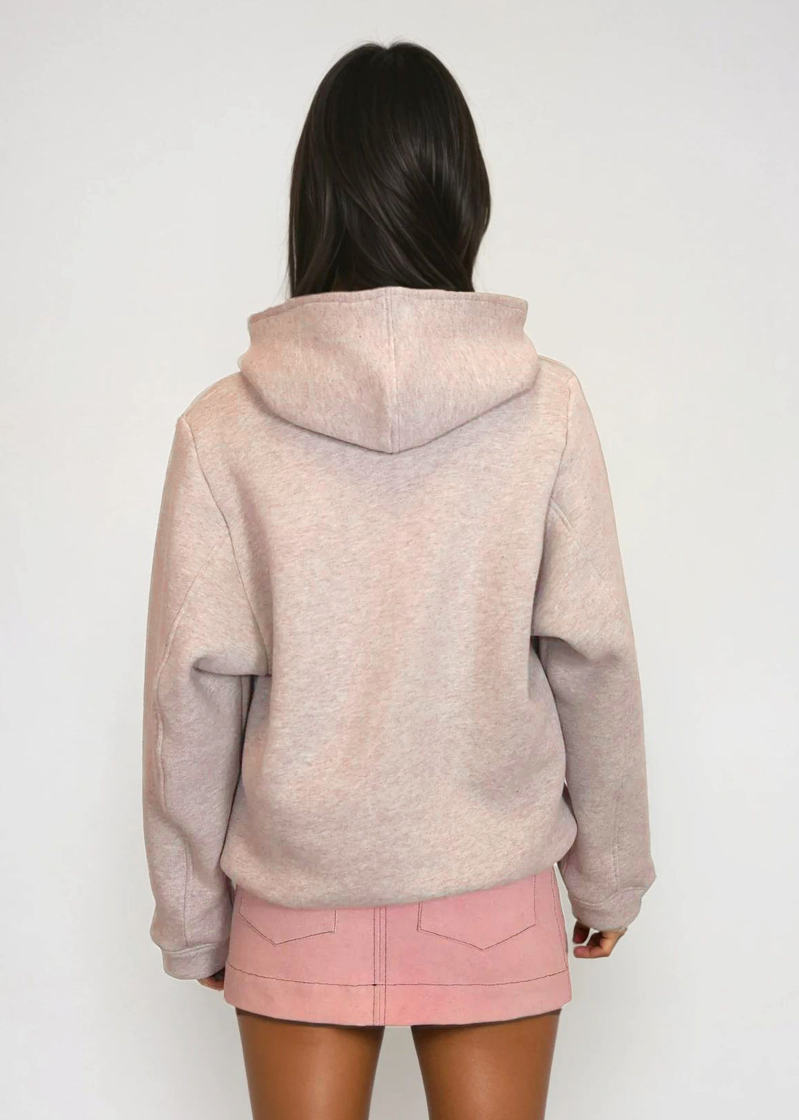 Oversized Hoodie in Cosy Light Pink Marble Jersey "Jesse"