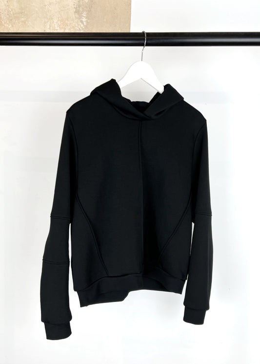 Cosy Hoodie in Upcycled Black Cotton Blend Jersey "July"