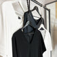 V-Neck Short Sleeve Top in Solid Black "Lille"