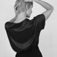 V-Neck Short Sleeve Top in Cream with Transparent Back "Lille"