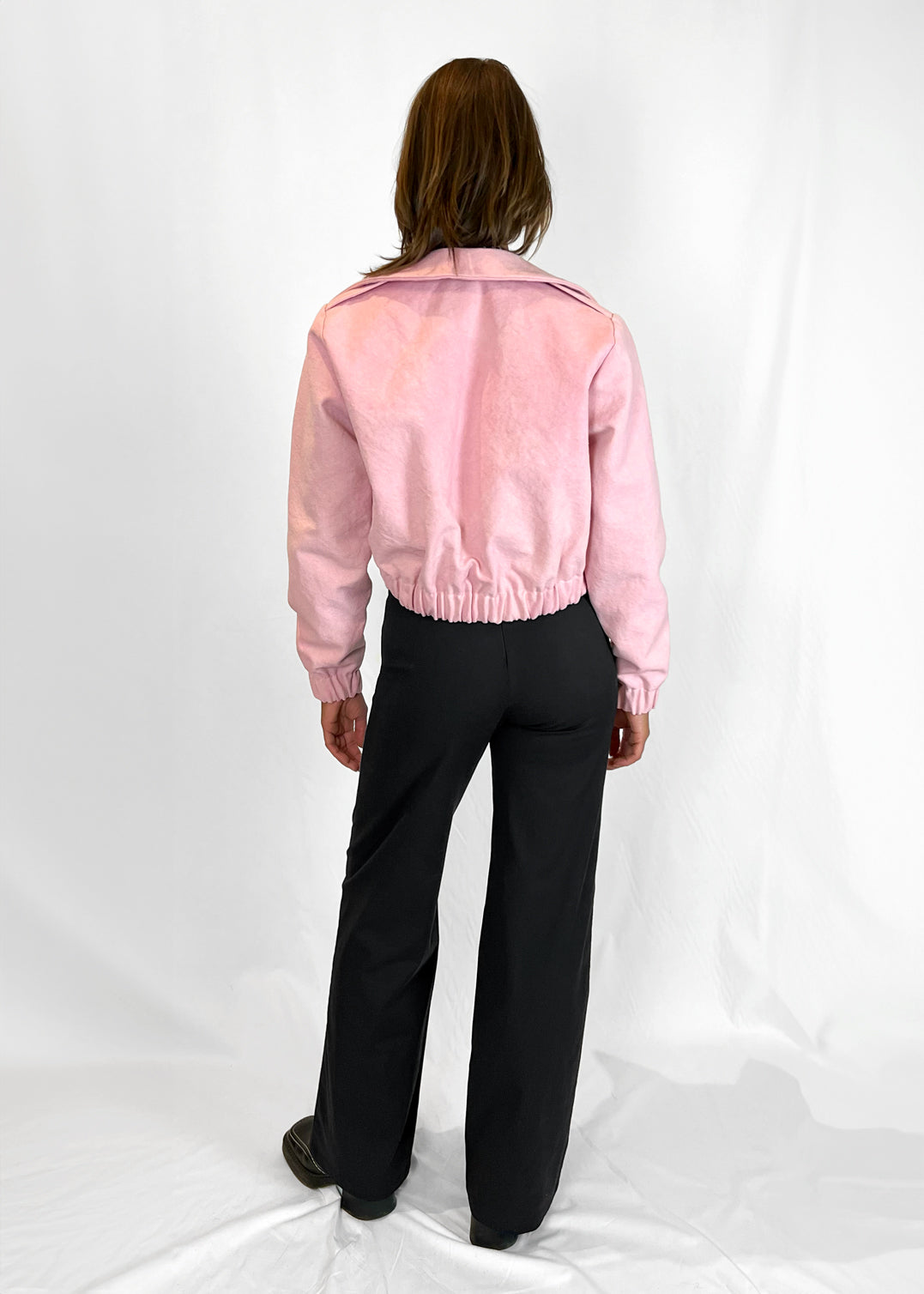 Cropped Military Blazer in Pink Denim "NL"