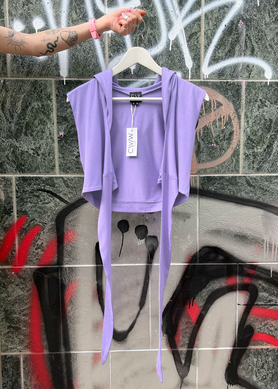 Wrap Tank with Hood in Jersey "Natalia"