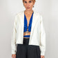 Cropped Military Blazer in Cream Corduroy with Pink Lining "NL"