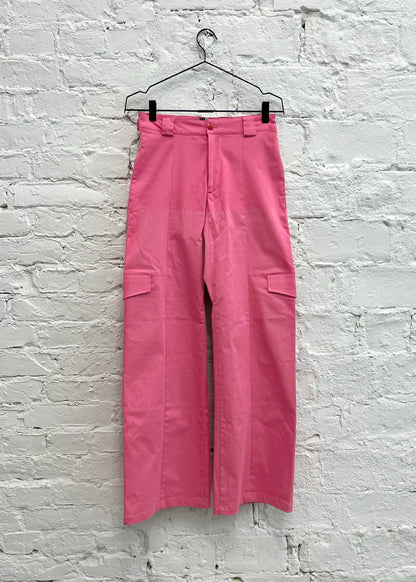 Cargo Pants with Pockets and Panels in Pink Cotton "Billie"