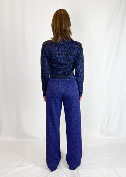 Long Sleeve Top and Jersey Pants in Purple Snake "Vicky”