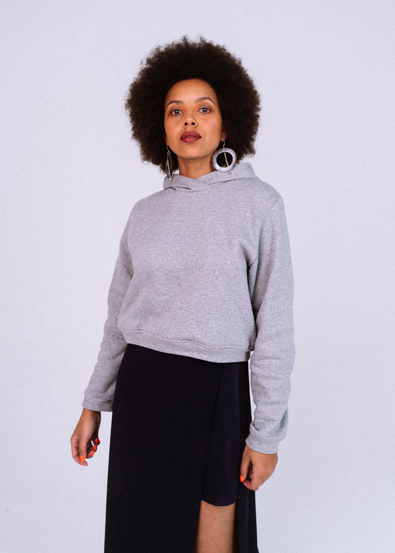 Cropped Hoodie in Grey Cosy Cotton "July"