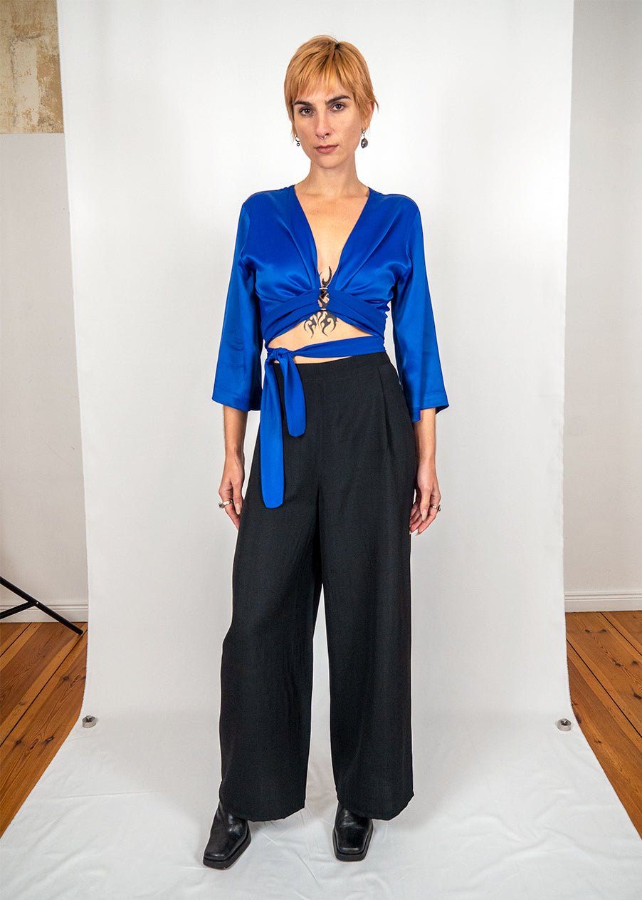 Wrap Crop Top in Viscose Acetate "Nika"