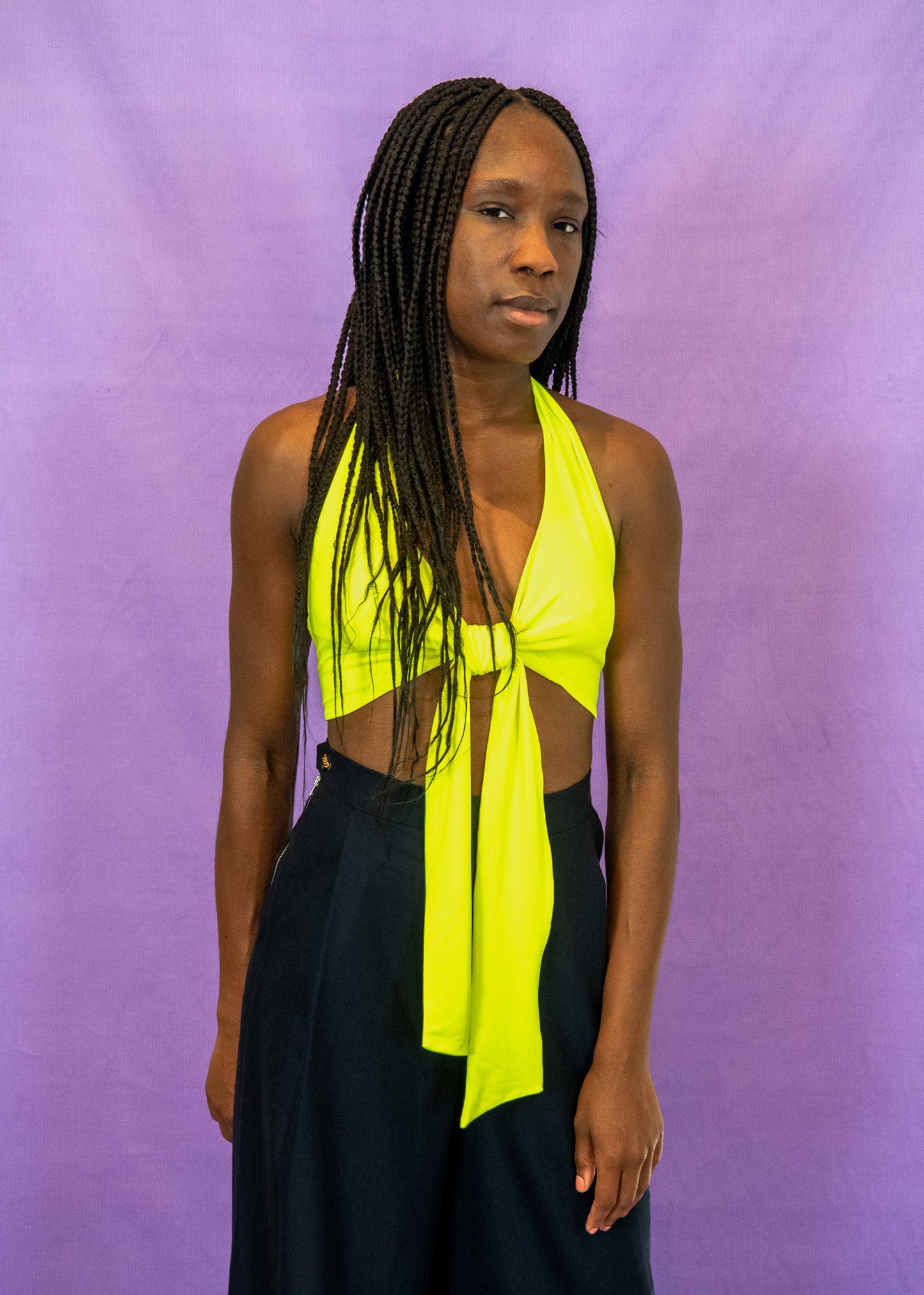Wrap and Tie Halterneck Top in Neon "Naomi"